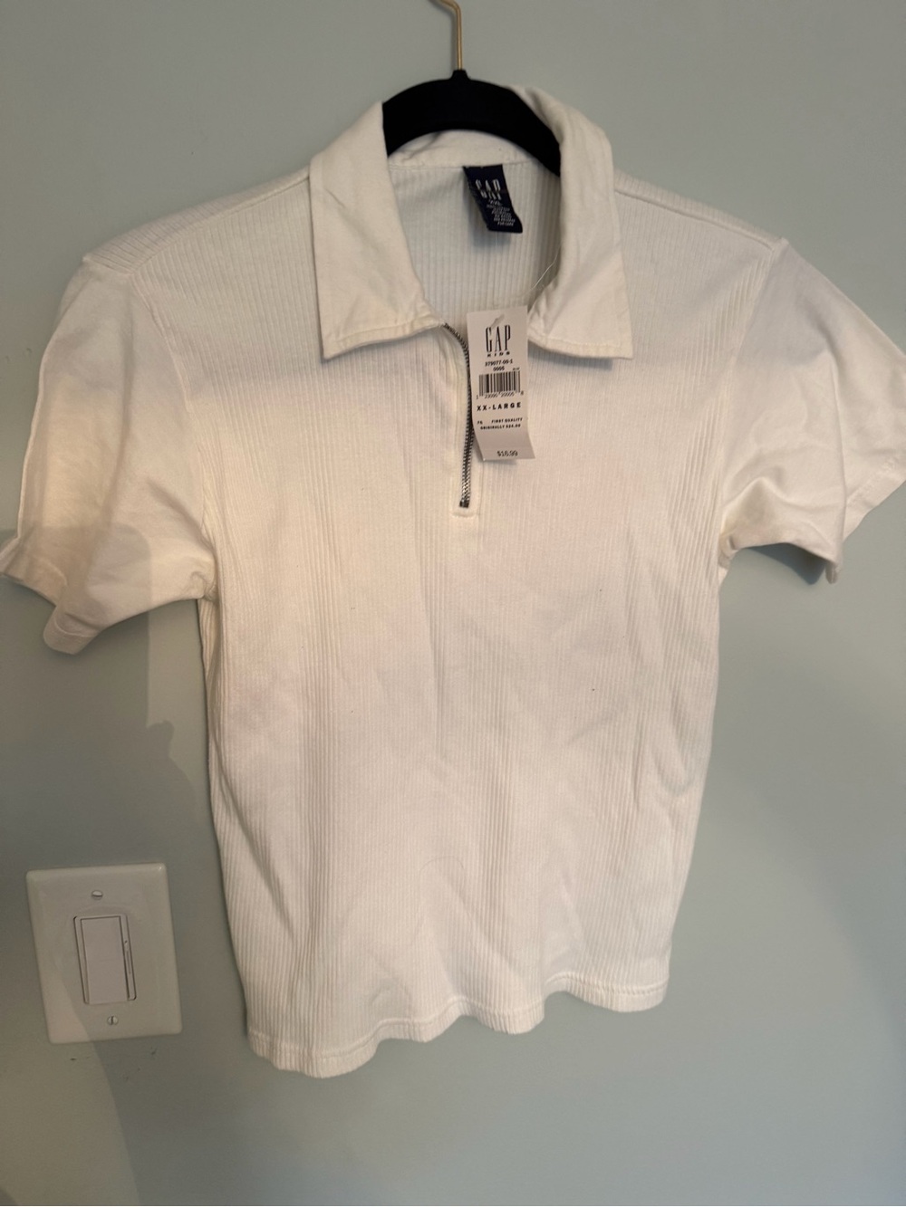GAP White Short Sleeve Polo Zip-Neck Top Girls XXL NWT